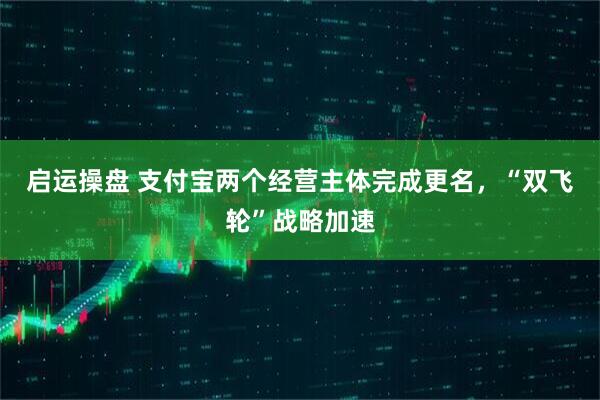 启运操盘 支付宝两个经营主体完成更名，“双飞轮”战略加速